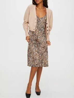 Aritzia Wilfred Leopard-Print Slip Dress